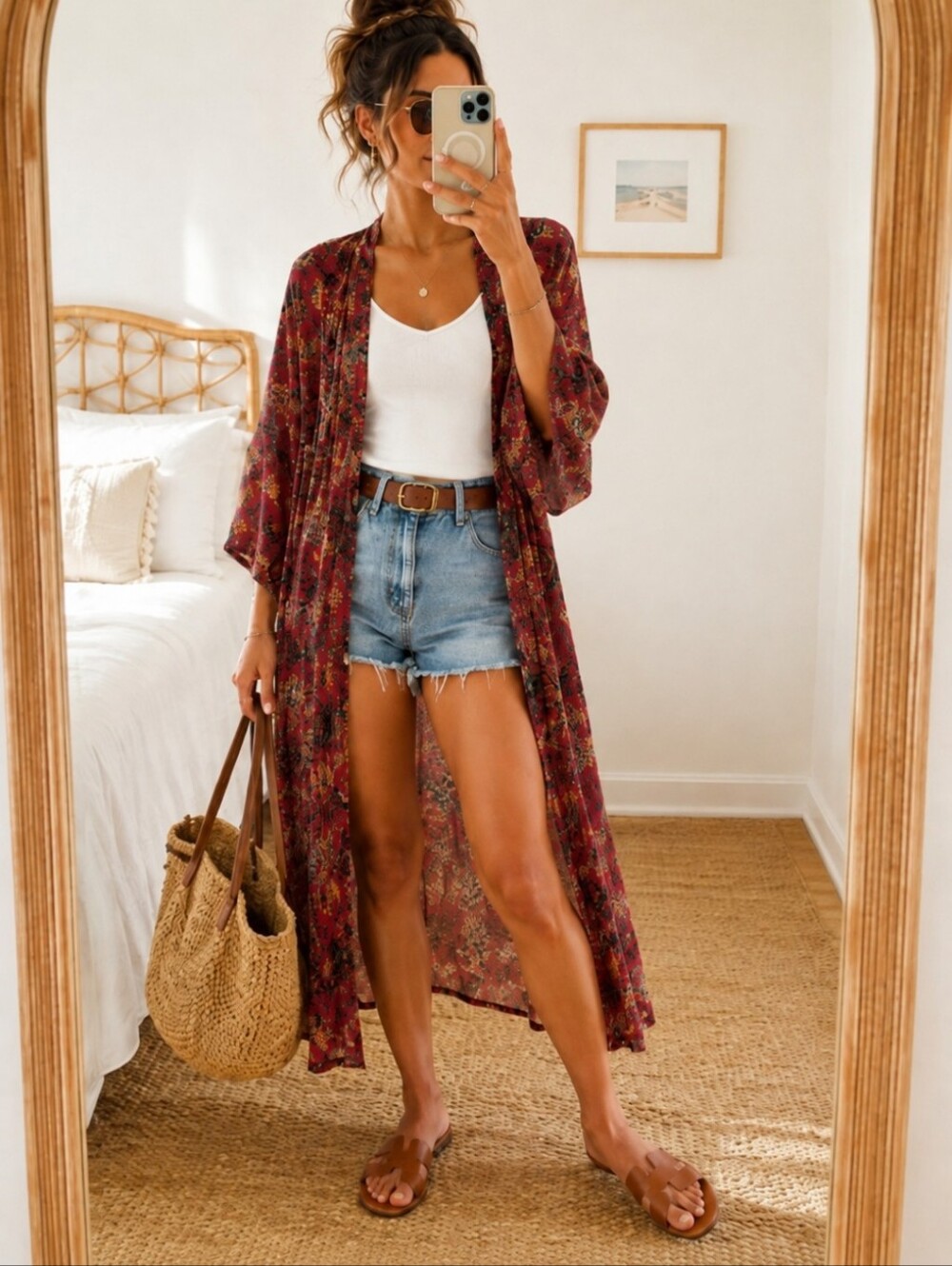 NEW Free People Play It Cool Kimono Red Floral